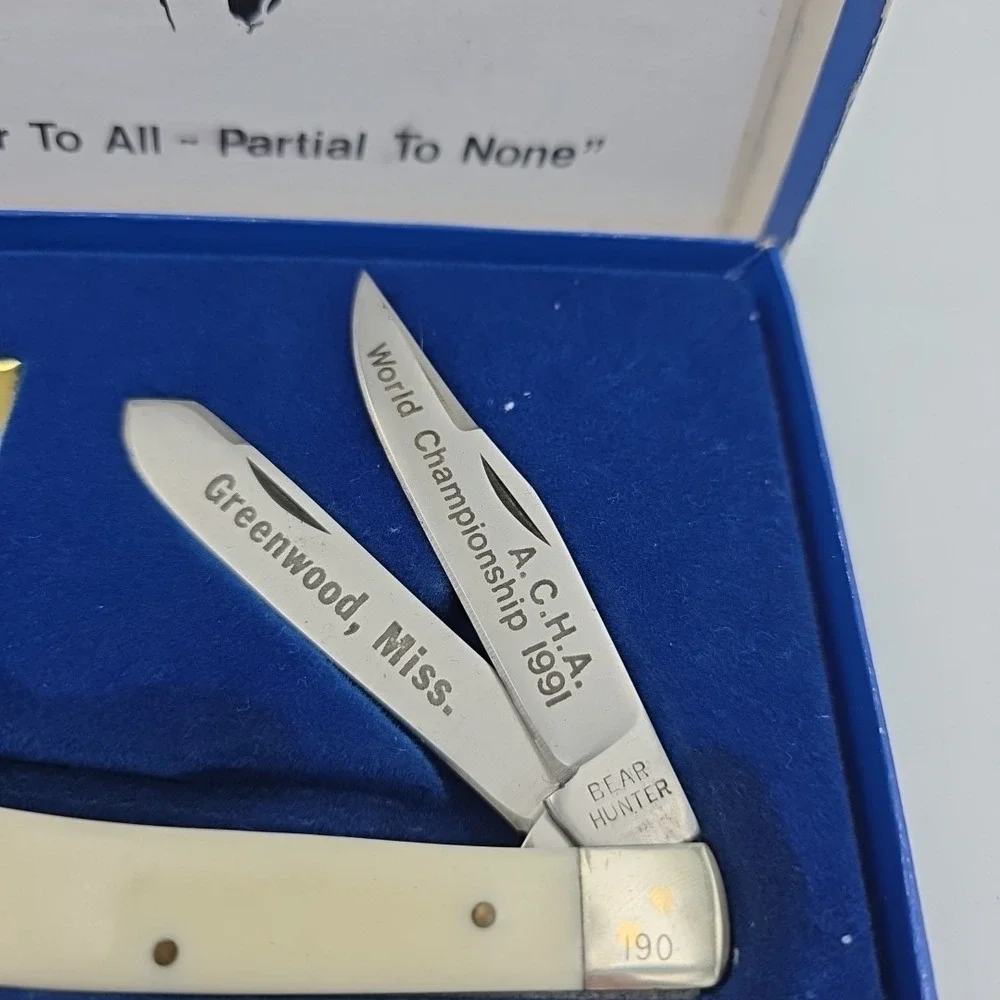 A.C.H.A 1991 World Championship Bear Hunter Pocketknife 1 Of 300 Collectors RARE